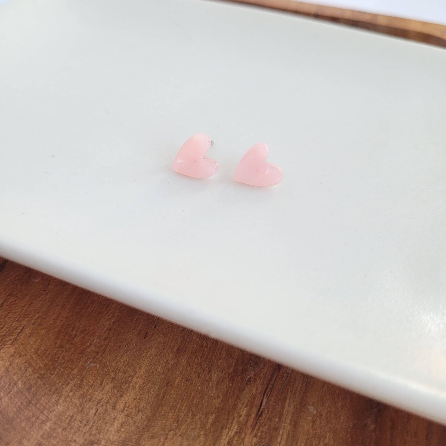 Hand Drawn Heart Studs - Pink