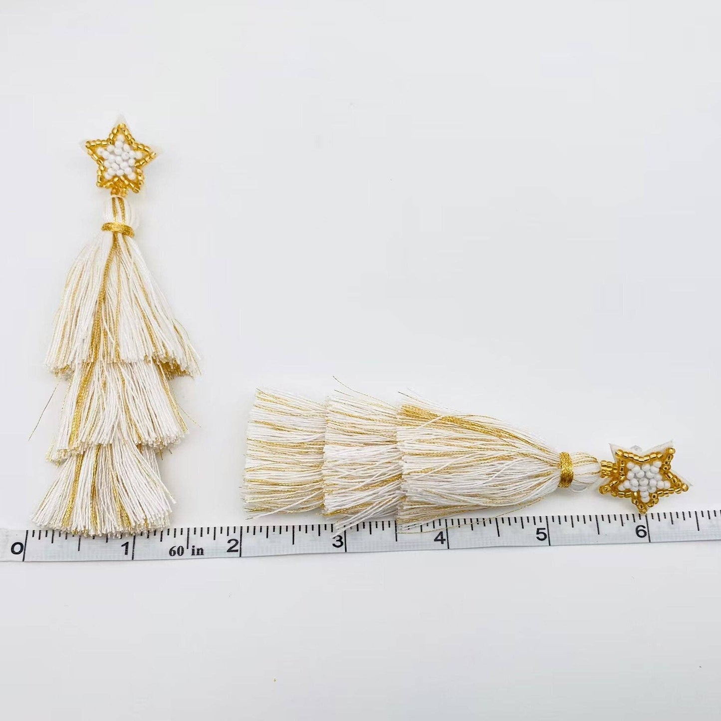 Cotton Thread Tassel Stars Post Earrings