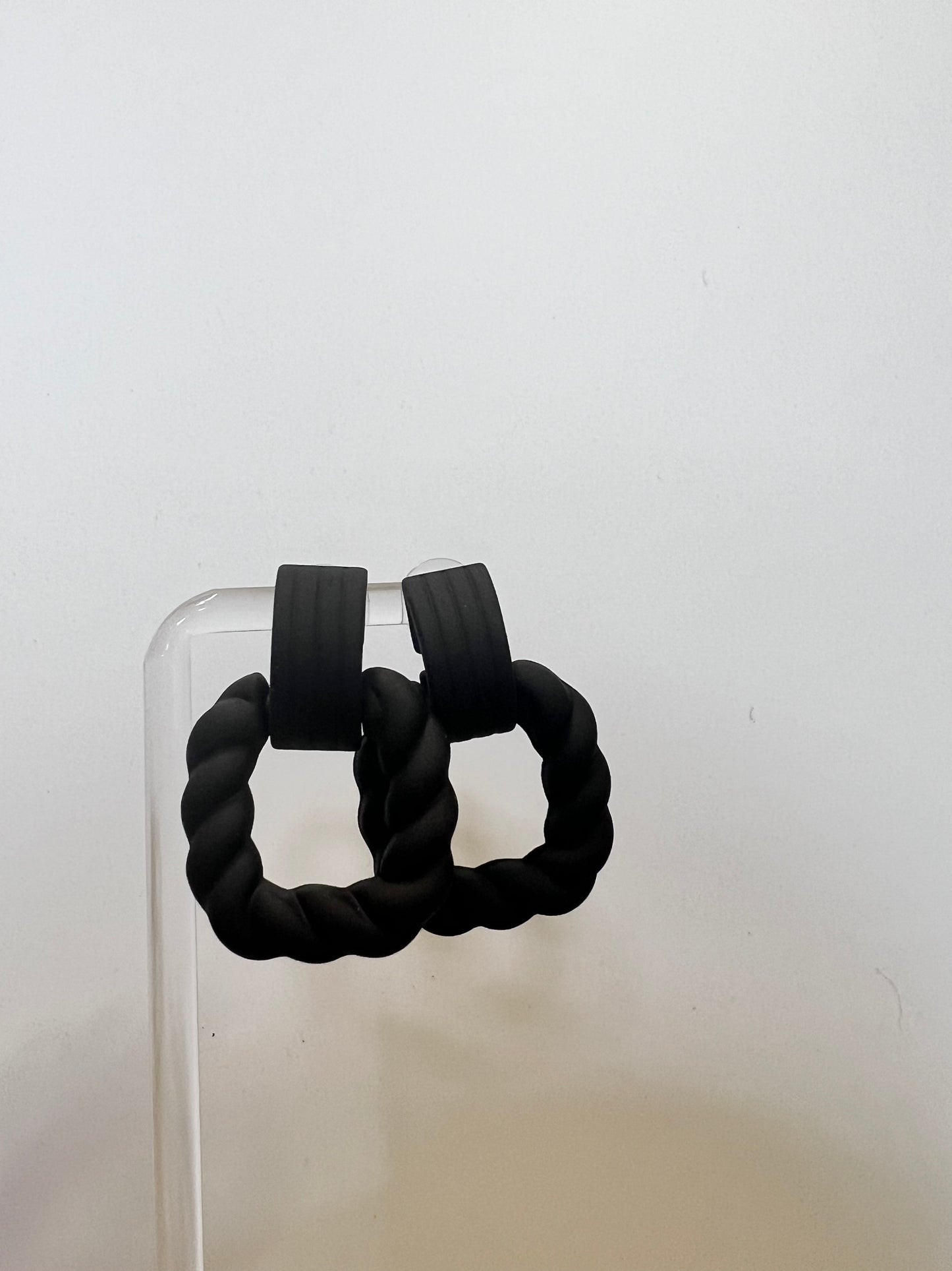 Black square rope earring