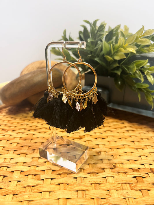 Black tassel earrings