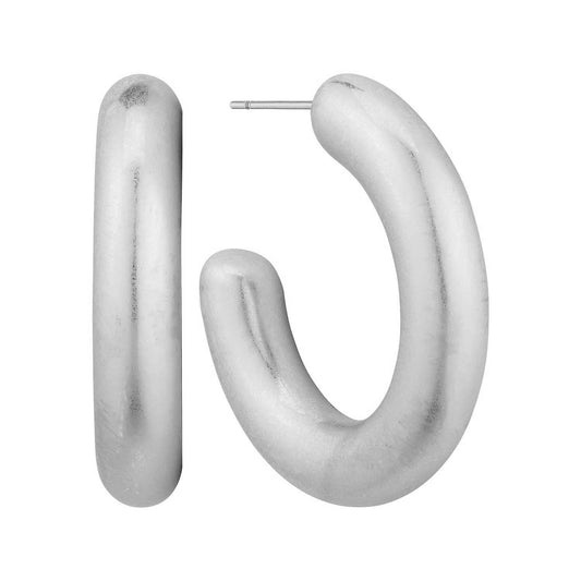 Mini Brushed Silver Hoops