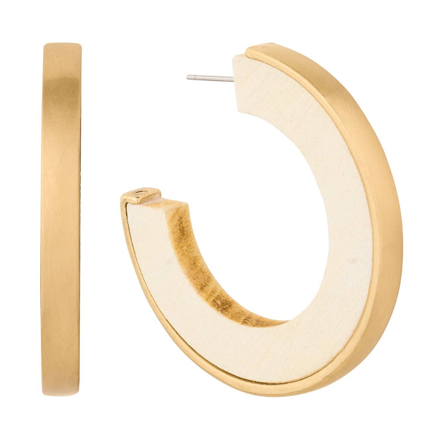 Cream & Gold Wood Hoops