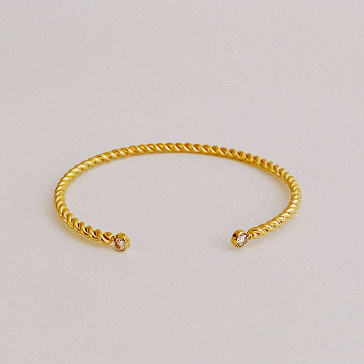 Slim And Cabled Open Bangle Bracelet