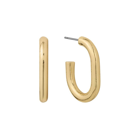 Gold Oval Hoops