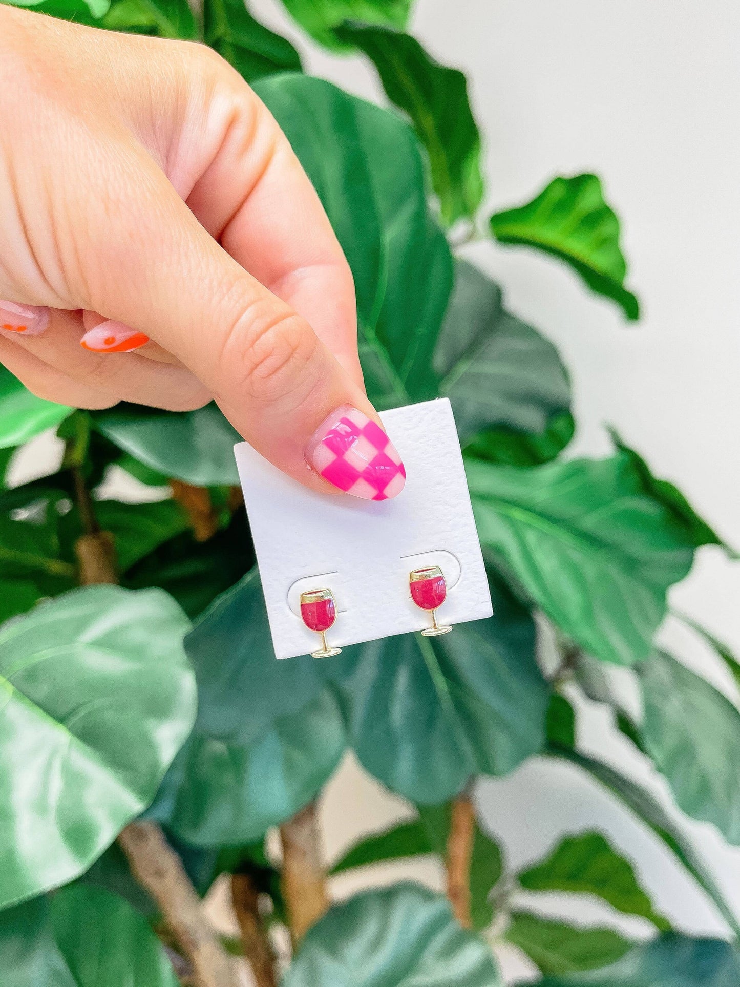 Red Wine Glass Signature Enamel Studs