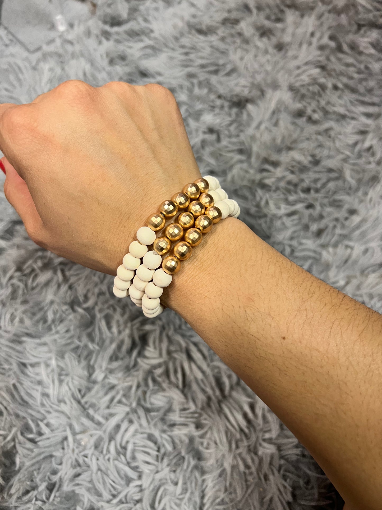 Gold & birch wood bracelet stack