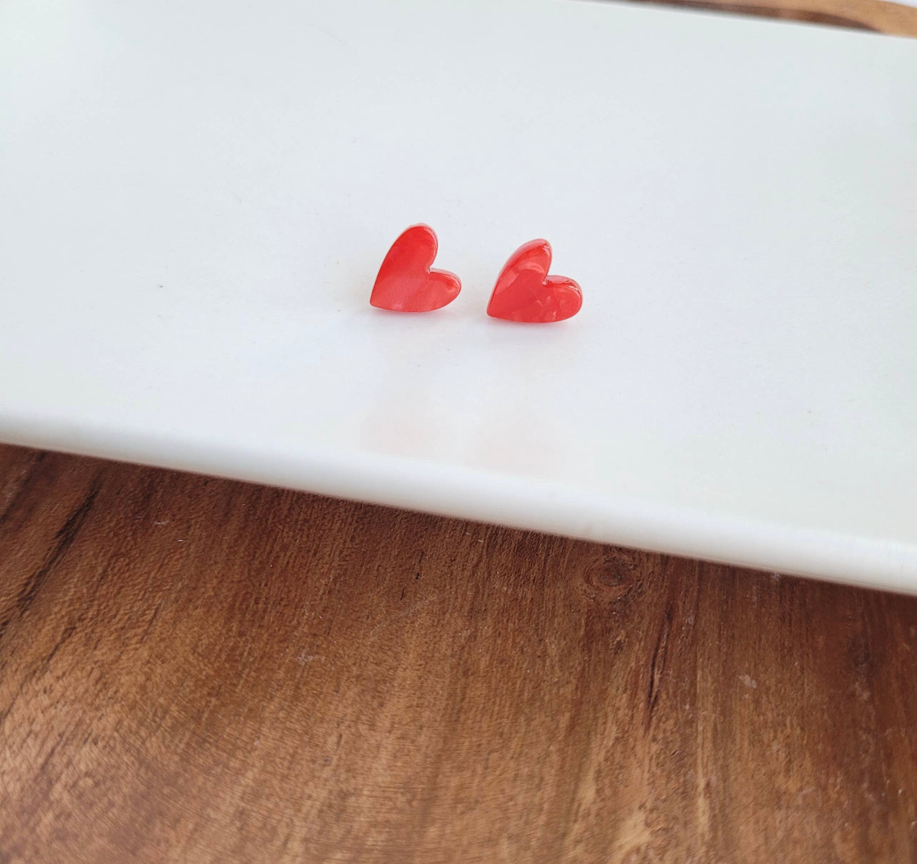 Red heart studs