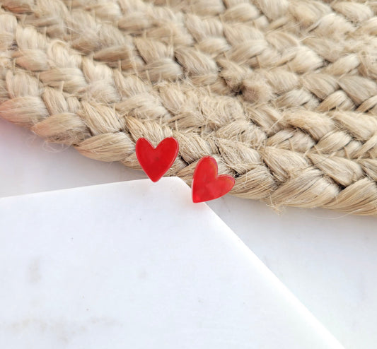 Red heart studs